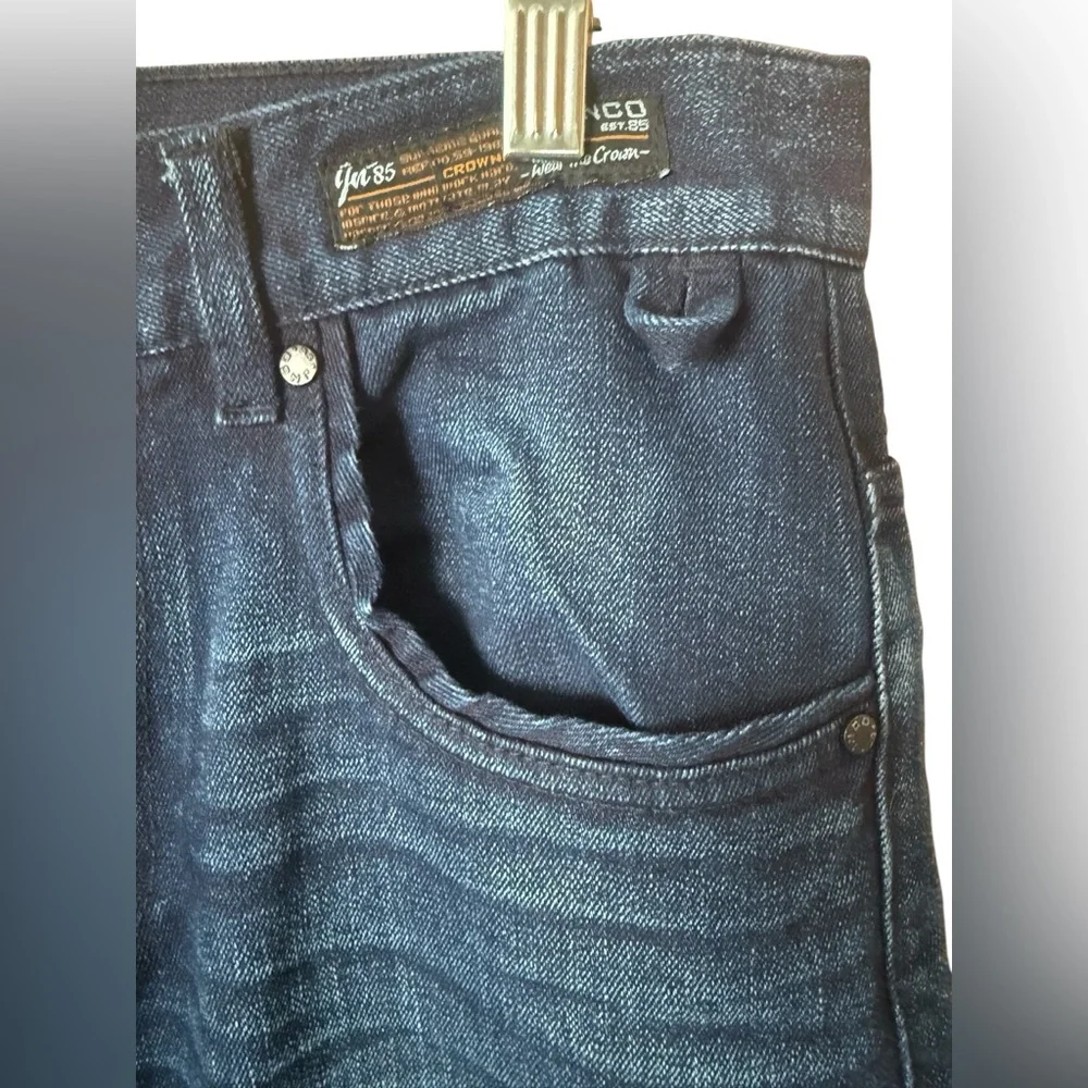 Vintage JNCO 85 men’s 30x30 Crown brand blue jeans straight leg embroidered